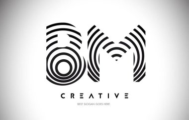 Bm Hatları Warp Logosu Tasarımı. Dairesel Satırlarla Harf Simgesi.