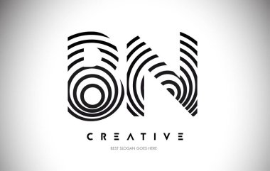 Bn Lines Warp Logosu Tasarımı. Dairesel Satırlarla Harf Simgesi.