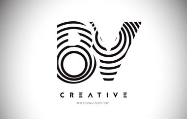 Bv Hatları Warp Logosu Tasarımı. Dairesel Satırlarla Harf Simgesi.