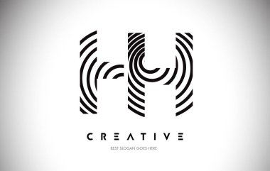 Hh Lines Warp Logosu Tasarımı. Dairesel Satırlarla Harf Simgesi.