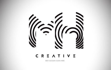 Mh Lines Warp Logosu Tasarımı. Dairesel Satırlarla Harf Simgesi.