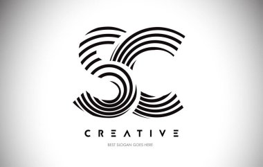 Sc Lines Warp Logosu Tasarımı. Dairesel Satırlarla Harf Simgesi.