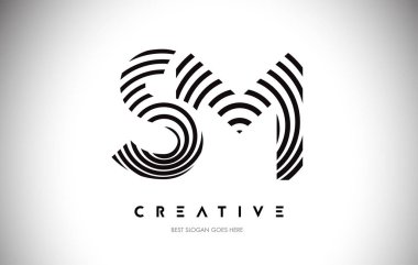 Sm Çizgileri Warp Logosu Tasarımı. Dairesel Satırlarla Harf Simgesi.