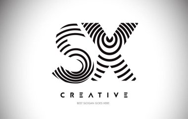 Sx Lines Warp Logosu Tasarımı. Dairesel Satırlarla Harf Simgesi.