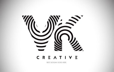 Vk Lines Warp Logosu Tasarımı. Dairesel Satırlarla Harf Simgesi.