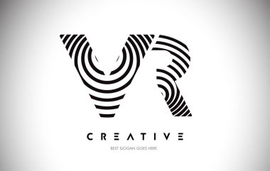 Vr Lines Warp Logosu Tasarımı. Dairesel Satırlarla Harf Simgesi.