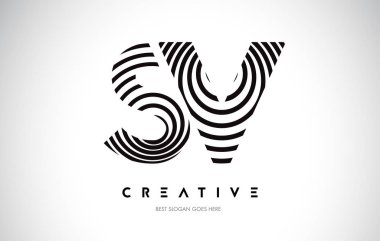 Sv Lines Warp Logosu Tasarımı. Dairesel Satırlarla Harf Simgesi.