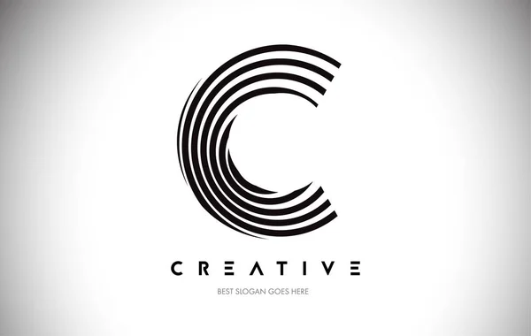 C Lines Warp Logo Design. Brev Ikon Tillverkad med cirkulära linjer. — Stock vektor