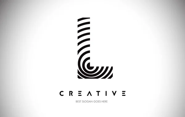 L Lines Warp Logo Design. Brev Ikon Tillverkad med cirkulära linjer. — Stock vektor