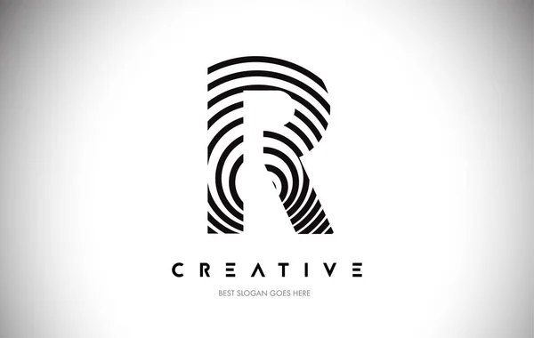 R Lines Warp Logo Design. Brev Ikon Tillverkad med cirkulära linjer. — Stock vektor