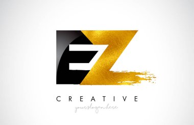 EZ Letter Design with Black Golden Brush Stroke and Modern Look.
