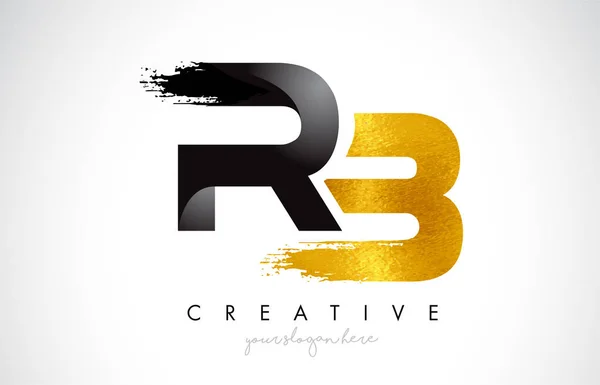 RB Letter Design with Black Golden Brush Stroke and Modern Look. — 图库矢量图片