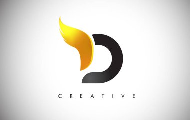 Altın D Harf Kanatları Logo Tasarımı Altın Kuş Uçan Kanat Simgesi.