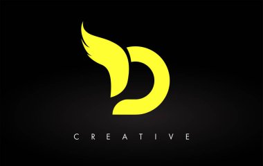 Sarı Renkler ve Kanat Tasarım Vektörlü D harfi logosu