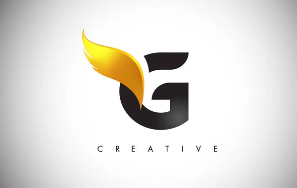 Дизайн логотипа Gold G Letter Wings с изображением крыла Golden Bird Fly . — стоковый вектор