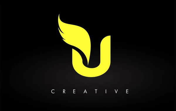Logo Lettre U avec couleurs jaunes et vecteur de conception d'aile — Image vectorielle