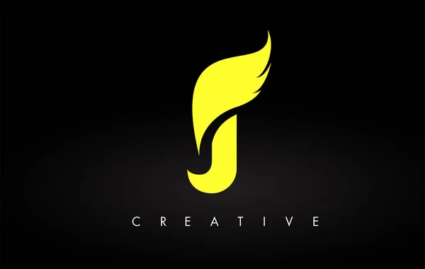 Logo Lettre J avec couleurs jaunes et vecteur de conception d'aile — Image vectorielle