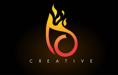 Alev C Harfi Logo Tasarımı Turuncu Sarı Renkli Simge ve FI