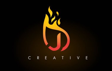 Alev J Harfi Logo Tasarımı Turuncu Sarı Renkli Simge ve FI