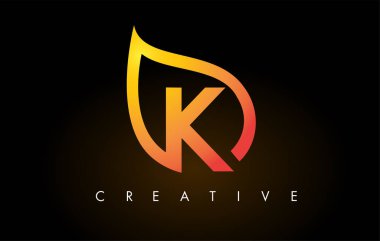 K Yaprağı Logo Harf Tasarımı Altın Yaprak Tasarımı