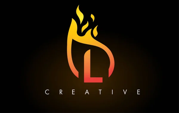 Flame L Letter Logo Design Icon with Orange Yellow Colors and Fl — Stock Vector