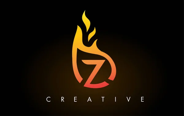 Flame Z Letter Logo Design Icon with Orange Yellow Colors and Fl — Stock Vector