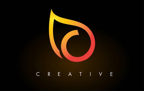 C Yaprağı Logo Harf Tasarımı Altın Yaprak Tasarımı — Stok Vektör