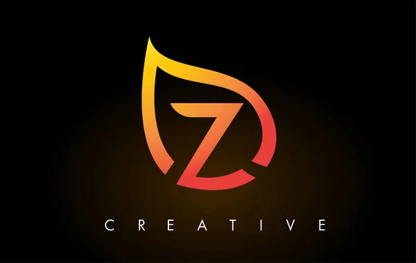 Z Leaf Logo Brev Design med Golden Leaf översikt — Stock vektor