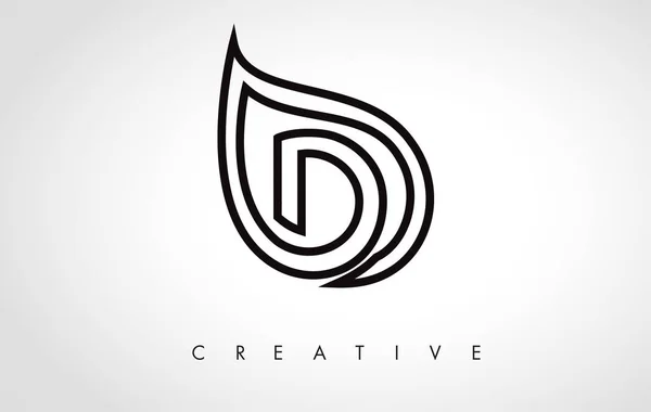 D leaf Logo Buchstabendesign mit Blattumriss — Stockvektor