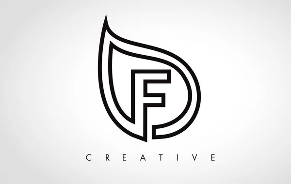 F Leaf Logo Diseño de letras con contorno de hoja — Vector de stock