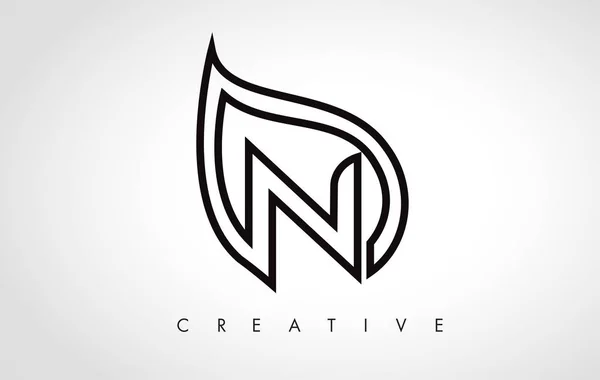 N Leaf Logo Lettre Design avec contour de feuille — Image vectorielle