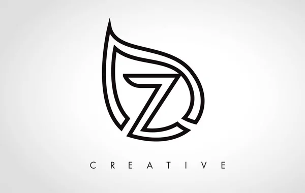 Z Leaf Logo Brev Design med blad kontur — Stock vektor