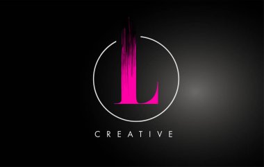 Pembe L fırça darbesi logo tasarımı. Pembe Boya Logo Mektupları I