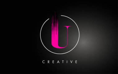 Pembe Fırça Darbesi Logo Tasarımı. Pembe Boya Logo Mektupları I