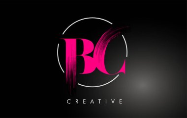 Pembe Fırça Darbesi Logo Tasarımı. Pembe Boya Logo Mektupları 