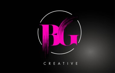 Pembe Bg Fırça Vuruşu Logo Tasarımı. Pembe Boya Logo Mektupları 