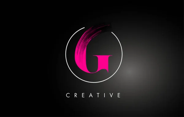 Pink G Brush Stroke Letter Logo Design. Pink Paint Logo Leters I — Stock Vector