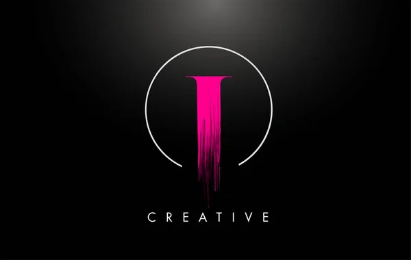 Pink I Brush Stroke Projekt logo listu. Litery logo farby różowej I — Wektor stockowy