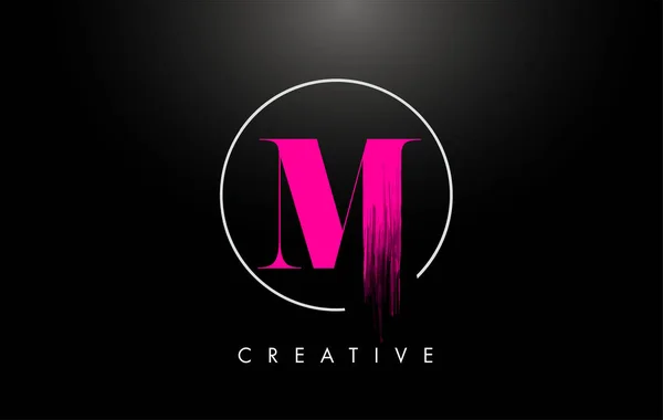 Pink M Brush Stroke Carta Logo Design. Pink Paint Logo Leters I —  Vetores de Stock