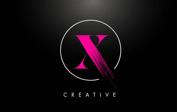 Pink X Brush Stroke Letter Logo Design. Pink Paint Logo Leters I — Stock Vector