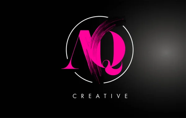 Pink AQ Brush Stroke Letter Logo Design. Pink Paint Logo Leters — Stock Vector