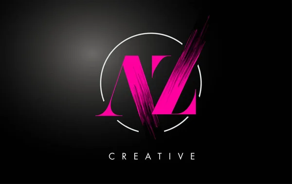 Pink AZ Brush Stroke Carta Logo Design. Pink Paint Logo Leters —  Vetores de Stock