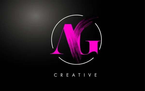 Pink Ag Brush Stroke Letter Logo Design Pink Paint Logo Leters — стоковий вектор