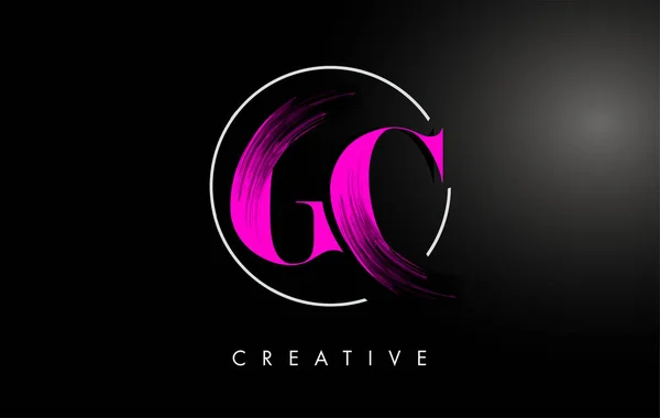 Pink GC Brush Stroke Letter Logo Design. Pink Paint Logo Leters — Stock Vector