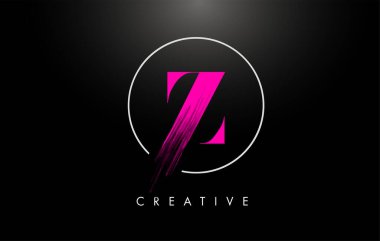 Pembe Z Fırça Darbesi Logo Tasarımı. Pembe Boya Logo Mektupları I