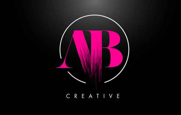 Pink Ab Brush Stroke Letter Logo Design. Pink Paint Logo Leters — Stockvector