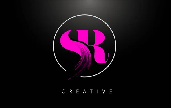 Pink SR escova curso carta Logo Design. Pink Paint Logo Leters — Vetor de Stock
