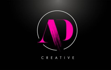 Pembe Fırça Darbesi Logo Tasarımı. Pembe Boya Logo Mektupları 