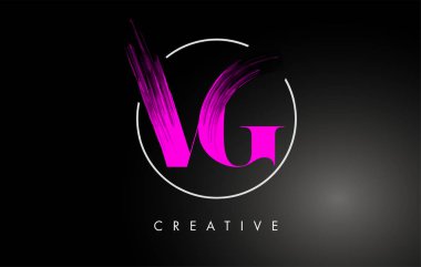 Pembe VG Fırça Vuruşu Logo Tasarımı. Pembe Boya Logo Mektupları 