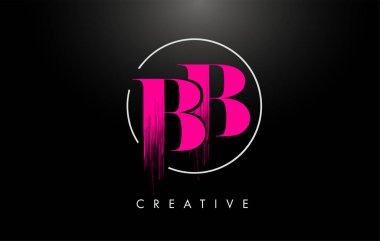 Pembe Fırça Darbesi Logo Tasarımı. Pembe Boya Logo Mektupları 